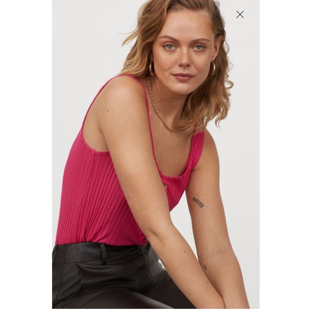 H&M Pink Ribbed Tank Top